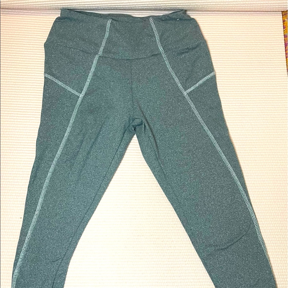 Light gray, front white seam, leggings